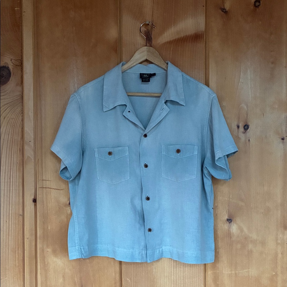 Ralph Lauren Double RL Light Blue Short Sleeve Button-Down Shirt